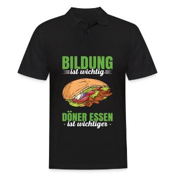 Bildung Ist Wichtig Döner Essen Ist Wichtiger - Männer Poloshirt - Schwarz - Vorne - Kai (181cm)