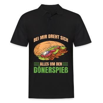 Bei Mir Dreht Sich Alles Um Den Dönerspieß - Männer Poloshirt - Schwarz - Vorne - Kai (181cm)