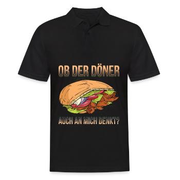 Ob Der Döner Auch An Mich Denkt? Döner Kebab Gesch - Männer Poloshirt - Schwarz - Vorne - Kai (181cm)