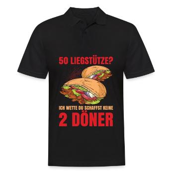 50 Liegstütze? Ich Wette Du Schaffst Keine 2 Döner - Männer Poloshirt - Schwarz - Vorne - Kai (181cm)