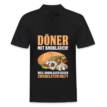 Döner Mit Knoblauch! Weil Knoblauch Gegen Zwiebela - Männer Poloshirt - Schwarz - Vorne - Kai (181cm)