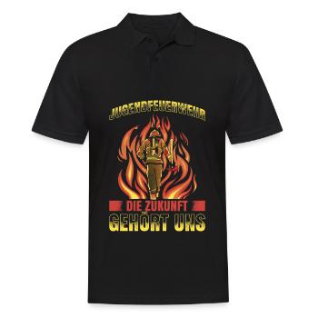 Jugendfeuerwehr Die Zukunft Gehört Uns Jugendfeuer - Männer Poloshirt - Schwarz - Vorne - Kai (181cm)