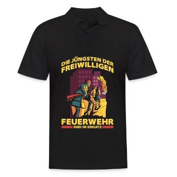 Die Jüngsten Der Freiwilligen Feuerwehr Sind Im Ei - Männer Poloshirt - Schwarz - Vorne - Kai (181cm)