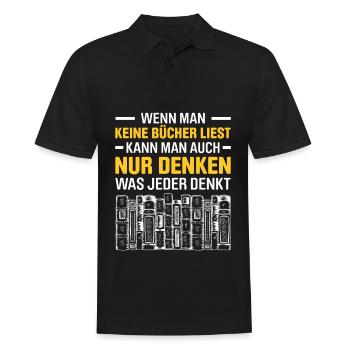 Wenn Man Keine Bücher Liest Kann Man Auch Nur Denk - Männer Poloshirt - Schwarz - Vorne - Kai (181cm)