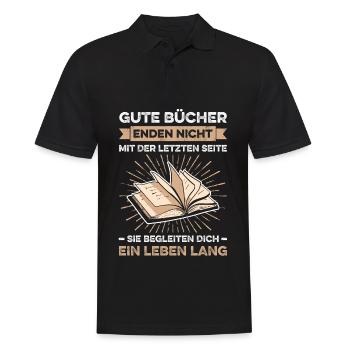 Gute Bücher Enden Nicht Mit Der Letzten Seite Sie - Männer Poloshirt - Schwarz - Vorne - Kai (181cm)