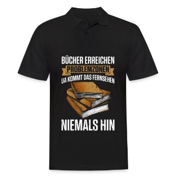 Bücher Erreichen Problemzonen, Da Kommt Das Fernse - Männer Poloshirt - Schwarz - Vorne - Kai (181cm)