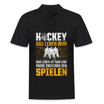 Hockey Das Leben Wir! Das Leben Ist Nur Eine Pause - Männer Poloshirt - Schwarz - Vorne - Kai (181cm)