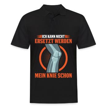 Ich Kann Nicht Ersetzt Werden Mein Knie Schon - Männer Poloshirt - Schwarz - Vorne - Kai (181cm)