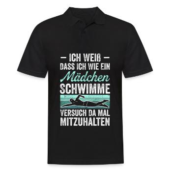 Ich Weiß Dass Ich Wie Ein Mädchen Schwimme Versuch - Männer Poloshirt - Schwarz - Vorne - Kai (181cm)