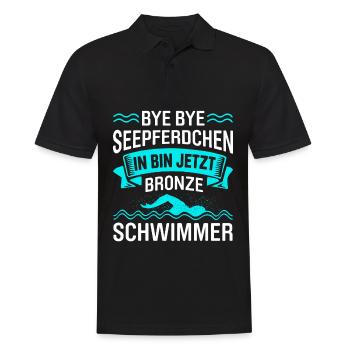 Bye Bye Seepferdchen In Bin Jetzt Bronze Schwimmer - Männer Poloshirt - Schwarz - Vorne - Kai (181cm)