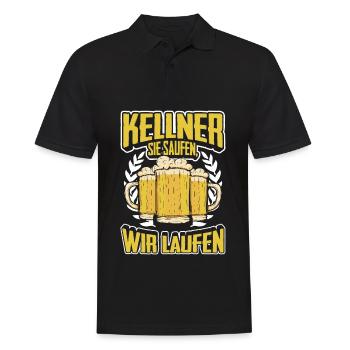 Kellner Sie Saufen, Wir Laufen - Männer Poloshirt - Schwarz - Vorne - Kai (181cm)