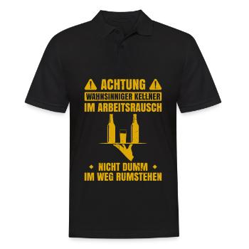 Achtung Wahnsinniger Kellner Im Arbeitsrausch Nich - Männer Poloshirt - Schwarz - Vorne - Kai (181cm)