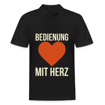 Bedienung Mit Herz - Männer Poloshirt - Schwarz - Vorne - Kai (181cm)