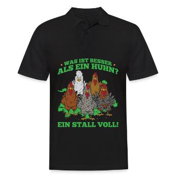 Was Ist Besser Als Ein Huhn? Ein Stall Voll! - Männer Poloshirt - Schwarz - Vorne - Kai (181cm)