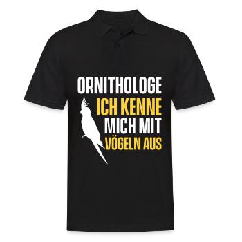 Ornithologe Ich Kenne Mich Mit Vögeln Aus - Männer Poloshirt - Schwarz - Vorne - Kai (181cm)