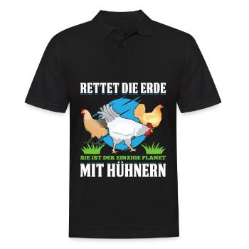 Rettet Die Erde Sie Ist Der Einzige Planet Mit Hüh - Männer Poloshirt - Schwarz - Vorne - Kai (181cm)