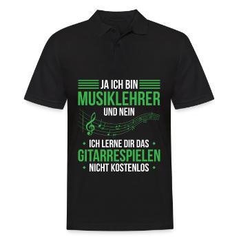 Ja Ich Bin Musiklehrer Und Nein Ich Lerne Dir Das - Männer Poloshirt - Schwarz - Vorne - Kai (181cm)