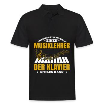 Unterschätze Niemals Einen Musiklehrer Der Klavier - Männer Poloshirt - Schwarz - Vorne - Kai (181cm)
