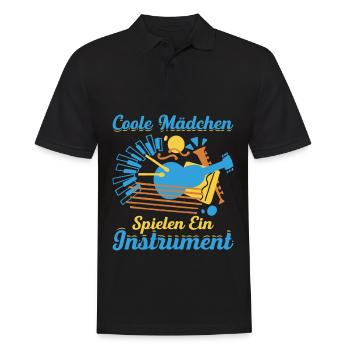 Coole Mädchen Spielen Ein Instrument - Männer Poloshirt - Schwarz - Vorne - Kai (181cm)