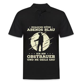 Morgens Müde Abends Blau Ich Bin Obstbauer Und Ne - Männer Poloshirt - Schwarz - Vorne - Kai (181cm)