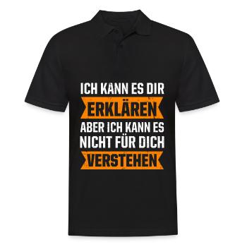 Ich Kann Es Dir Erklären, Aber Ich Kann Es Nicht F - Männer Poloshirt - Schwarz - Vorne - Kai (181cm)
