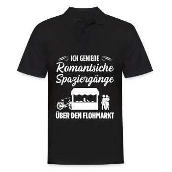 Ich Genieße Romantsiche Spaziergänge Über Den Floh - Männer Poloshirt - Schwarz - Vorne - Kai (181cm)