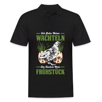 Ich Liebe Meine Wachteln Die Kacken Mein Frühstück - Männer Poloshirt - Schwarz - Vorne - Kai (181cm)