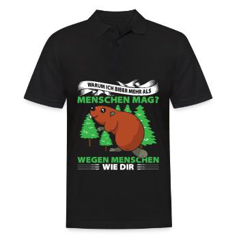 Warum Ich Biber Mehr Als Menschen Mag? Wegen Mensc - Männer Poloshirt - Schwarz - Vorne - Kai (181cm)