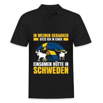 In Meinen Gedanken Sitze Ich In Einer Einsamen Hüt - Männer Poloshirt - Schwarz - Vorne - Kai (181cm)