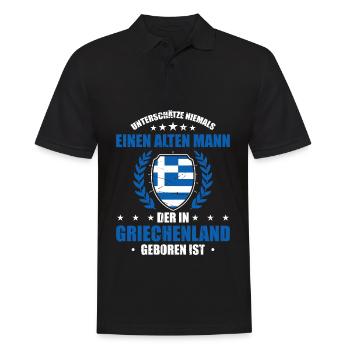 Unterschätze Niemals Einen Alten Mann Der In Griec - Männer Poloshirt - Schwarz - Vorne - Kai (181cm)