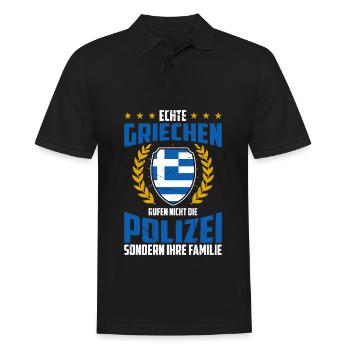 Echte Griechen Rufen Nicht Die Polizei Sondern Ihr - Männer Poloshirt - Schwarz - Vorne - Kai (181cm)