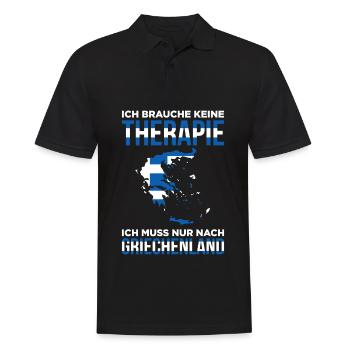 Ich Brauche Keine Therapie Ich Muss Nur Nach Griec - Männer Poloshirt - Schwarz - Vorne - Kai (181cm)