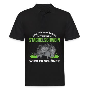 Egal Wie Mein Tag Ist Mit Meinem Stachelschwein Wi - Männer Poloshirt - Schwarz - Vorne - Kai (181cm)