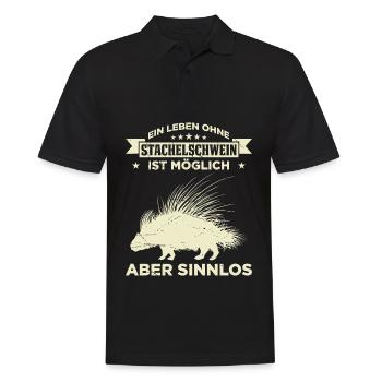 Ein Leben Ohne Stachelschwein Ist Möglich Aber Sin - Männer Poloshirt - Schwarz - Vorne - Kai (181cm)