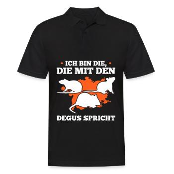 Ich Bin Die, Die Mit Den Degus Spricht Geschenk - Männer Poloshirt - Schwarz - Vorne - Kai (181cm)