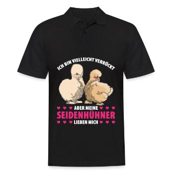 Ich Bin Vielleicht Verrückt Aber Meine Seidenhühne - Männer Poloshirt - Schwarz - Vorne - Kai (181cm)