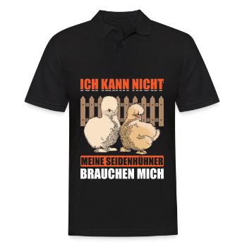 Ich Kann Nicht Meine Seidenhühner Brauchen Mich - Männer Poloshirt - Schwarz - Vorne - Kai (181cm)