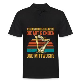 Harfe Spiele Ich Nur An Tage Die Mit G Enden Und M - Männer Poloshirt - Schwarz - Vorne - Kai (181cm)