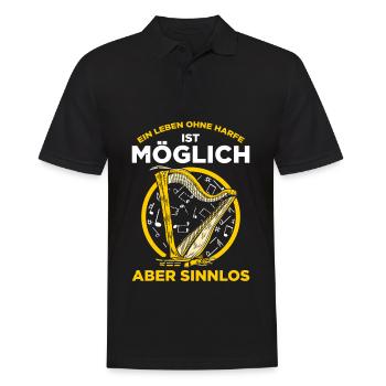 Ein Leben Ohne Harfe Ist Möglich aber Sinnlos - Männer Poloshirt - Schwarz - Vorne - Kai (181cm)