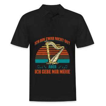 Ich Bin Zwar Nicht Gut Aber Ich Gebe Mir Mühe - Männer Poloshirt - Schwarz - Vorne - Kai (181cm)