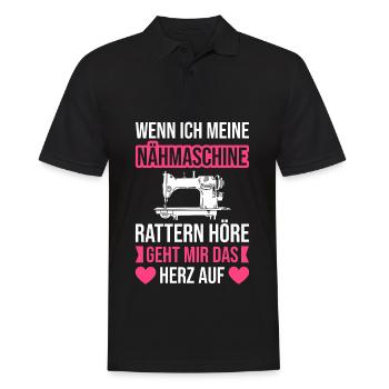 Nähmaschine Rattern Höre Geht Mir Das Herz Auf - Männer Poloshirt - Schwarz - Vorne - Kai (181cm)
