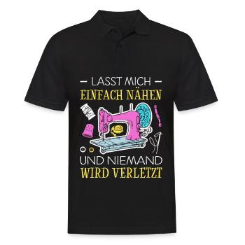 Lasst Mich Einfach Nähen Und Niemand Wird Verletzt - Männer Poloshirt - Schwarz - Vorne - Kai (181cm)