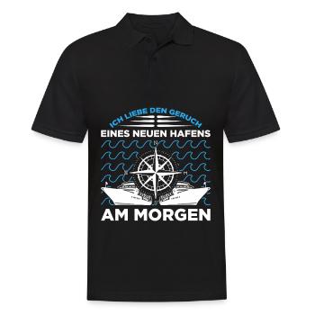 Ich Liebe Den Geruch Eines Neuen Hafens Am Morgen - Männer Poloshirt - Schwarz - Vorne - Kai (181cm)