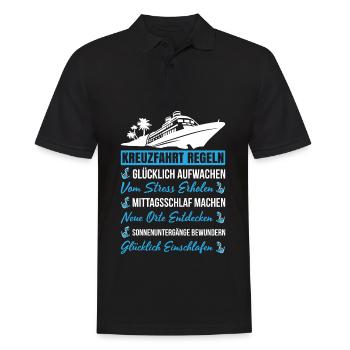 Kreuzfahrt Regeln Glücklich Aufwachen - Männer Poloshirt - Schwarz - Vorne - Kai (181cm)