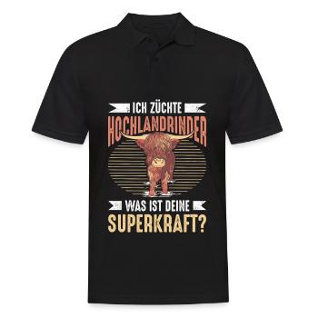 Ich Züchte Hochlandrinder Was Ist Deine Superkraft - Männer Poloshirt - Schwarz - Vorne - Kai (181cm)