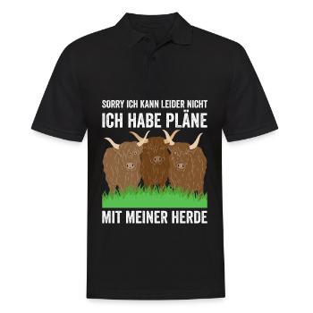 Kann Leider Nicht Ich Habe Pläne Mit Meiner Herde - Männer Poloshirt - Schwarz - Vorne - Kai (181cm)