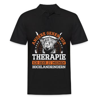 Andere Gehen Zur Therapie Gehe Zu Hochlandrindern - Männer Poloshirt - Schwarz - Vorne - Kai (181cm)