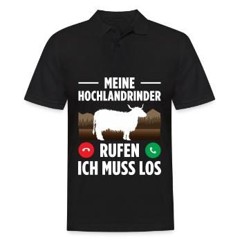 Meine Hochlandrinder Rufen Ich Muss Los - Männer Poloshirt - Schwarz - Vorne - Kai (181cm)