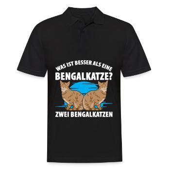 Was ist besser als eine Bengalkatze? Zwei - Männer Poloshirt - Schwarz - Vorne - Kai (181cm)
