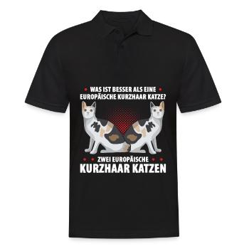 Was ist besser als eine Europäische Kurzhaar Katze - Männer Poloshirt - Schwarz - Vorne - Kai (181cm)